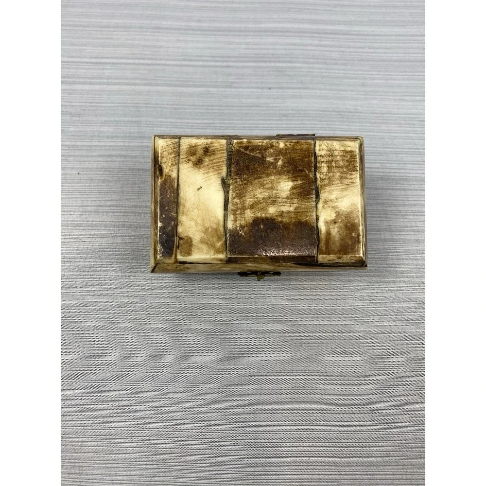 Camel Bone Trinket Box Jewelry Box With Brass Vintage Handmade Piece Lined 3